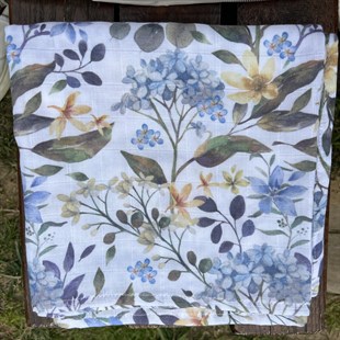 Blue Garden - Organik Müslin Örtü 100 X 100