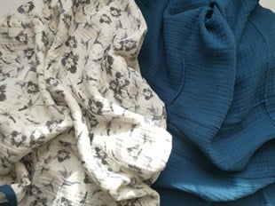 Blue Magnolia - 4 KAT Organik Müslin Bataniye 90X120