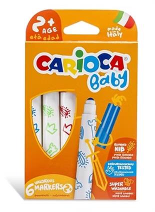 Carioca Jumbo Bebek Süper  Yıkanabilir Keçeli Boya Kalemi 6lı Seti +2 Yaş