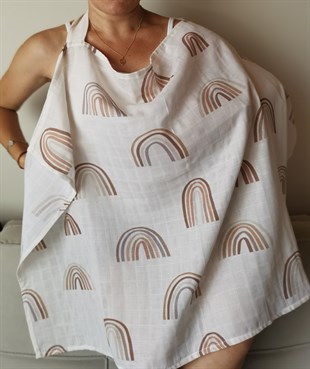 Chocolate Rainbow-Organik Müslin Emzirme Örtüsü 65X100