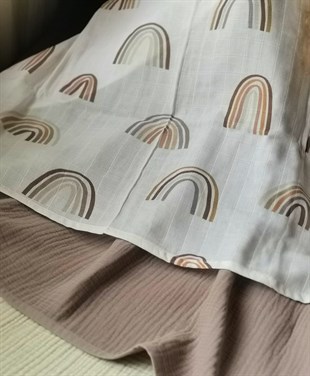 Chocolate Rainbow - Organik Müslin Örtü 100X100