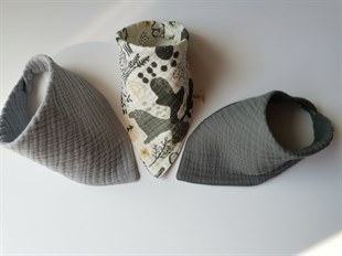 Colour Palette - 4 Kat Organik Müslin Salya Önlüğü 20x35 - French Grey
