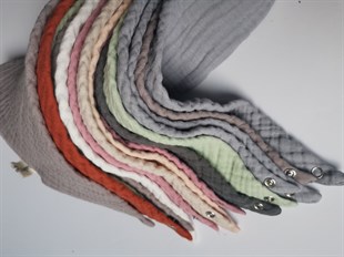 Colour Palette - 4 Kat Organik Müslin Salya Önlüğü 20x35 - French Grey