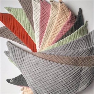 Colour Palette - 4 Kat Organik Müslin Salya Önlüğü 20x35 - Charcoal