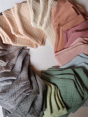 Colour Palette - 4 Kat Organik Müslin Salya Önlüğü 20x35 - Truffle