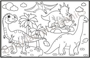 Dinazorlar Alemi Yıkanabilir Pano ve 6lı Kalem Seti