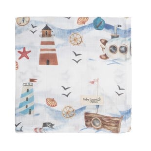 Light House - Organik Müslin Örtü 100X100