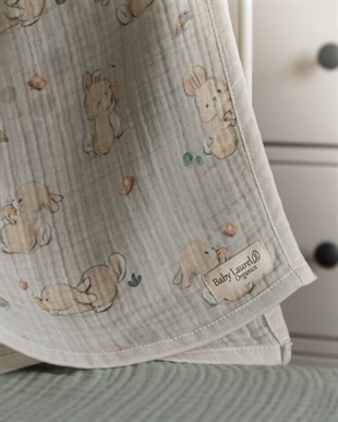 Lovely Bunney - 4 KAT Organik Müslin Battaniye 90X120