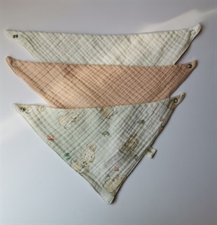 Lovely Bunney - 4 Kat Organik Müslin Salya Önlüğü 20x35