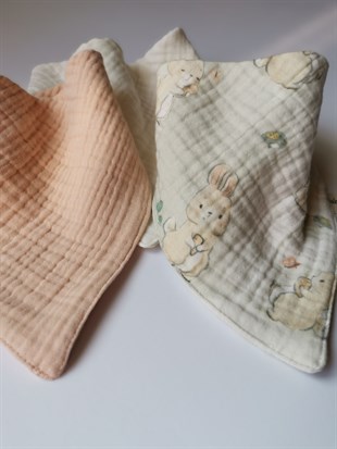 Lovely Bunney - 4 Kat Organik Müslin Salya Önlüğü 20x35