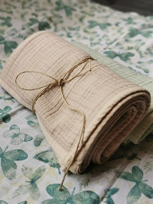 Nature - 4 KAT Organik Müslin Battaniye 90X120 - Kahve