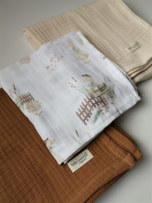 Nature Life-4 KAT Organik Müslin Battaniye 90x120-Beige