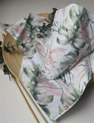 Pink Lilies-2 Kat Organik Müslin Salya Önlüğü 20x35