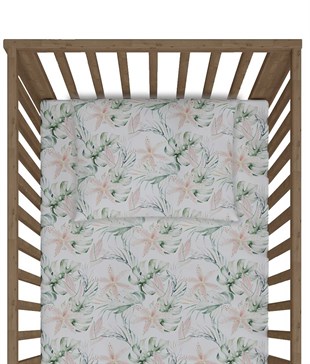 Pink Lilies-Lastikli Çarşaf Takımı 70x130