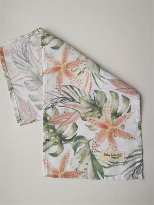 Pink Lilies-Organik Müslin Omuz Salya Bezi 50x25