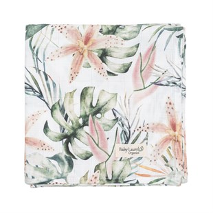 Pink Lilies - Organik Müslin Örtü 100X100