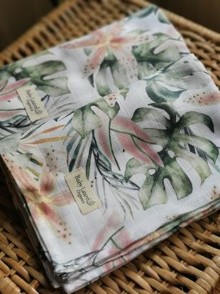 Pink Lilies-Organik Müslin Örtü 70X70