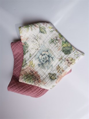 Succulent- 4 Kat Organik Müslin Salya Önlüğü 20x35