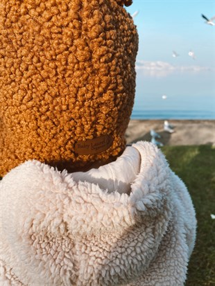 Teddy  Boyundan Bağlamalı Kulaklı Kahve Şapka-2-8 Yaş