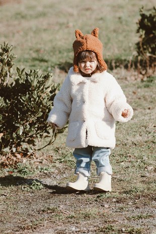 Teddy Kulaklı Kahve Şapka-0-5 Yaş