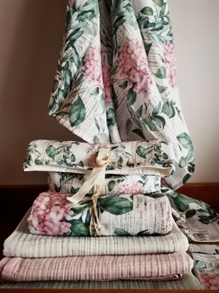 Vintage Hydrengea - 4 KAT Organik Müslin Battaniye 90X120