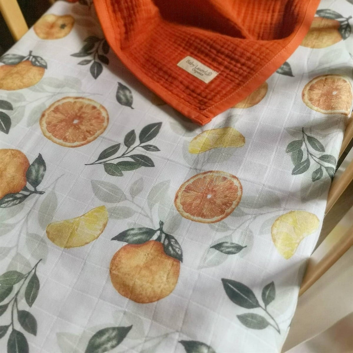 BITTER ORANGE-Organik Müslin Örtü 100X100