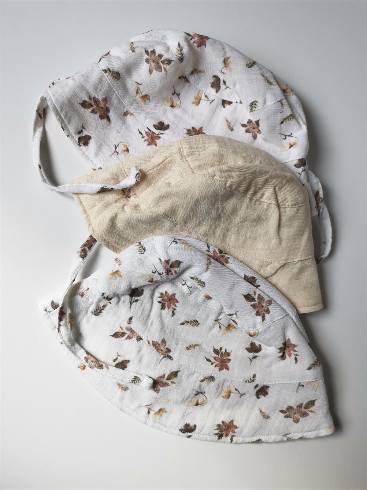 Floral-Müslin Bucket Çift Taraflı Şapka
