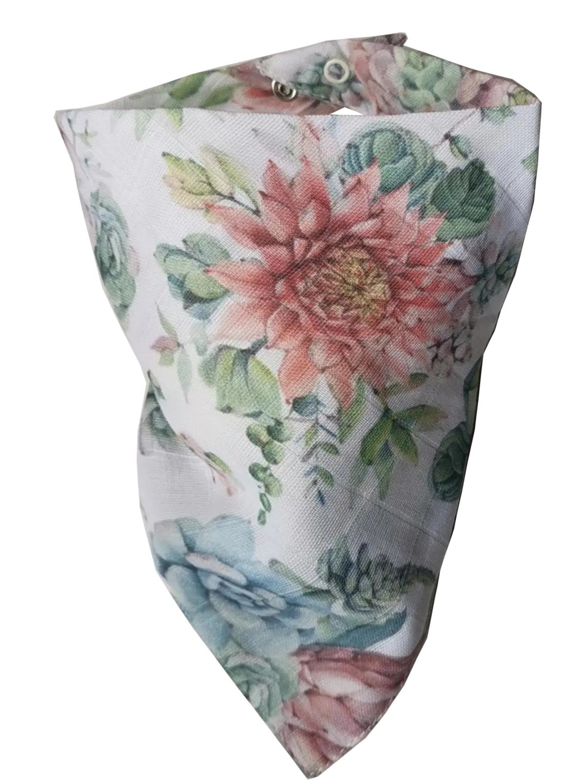 Succulent-2 Kat Organik Müslin Salya Önlüğü 20x35