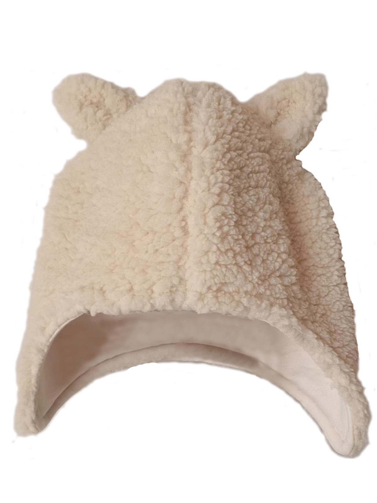 Teddy Kulaklı Krem Şapka-0-5 Yaş