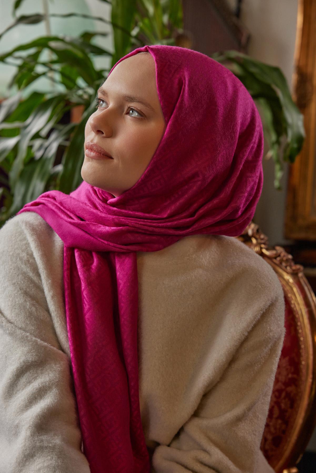 Şalland Yün Kaşmir Şal FuşyaYUNKASMIRSAL1000Şalland