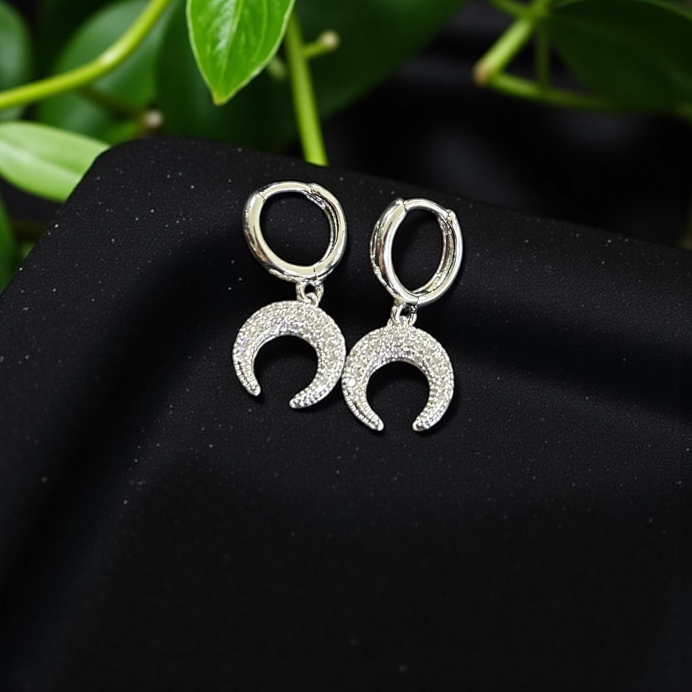  BRZ Collection 3lü Gümüş Renk  Hoop Küpe Seti – Melek Kanadı, Hilal ve Nazar Charm | Altın & Gümüş Seçenekli, Koruyucu Takı