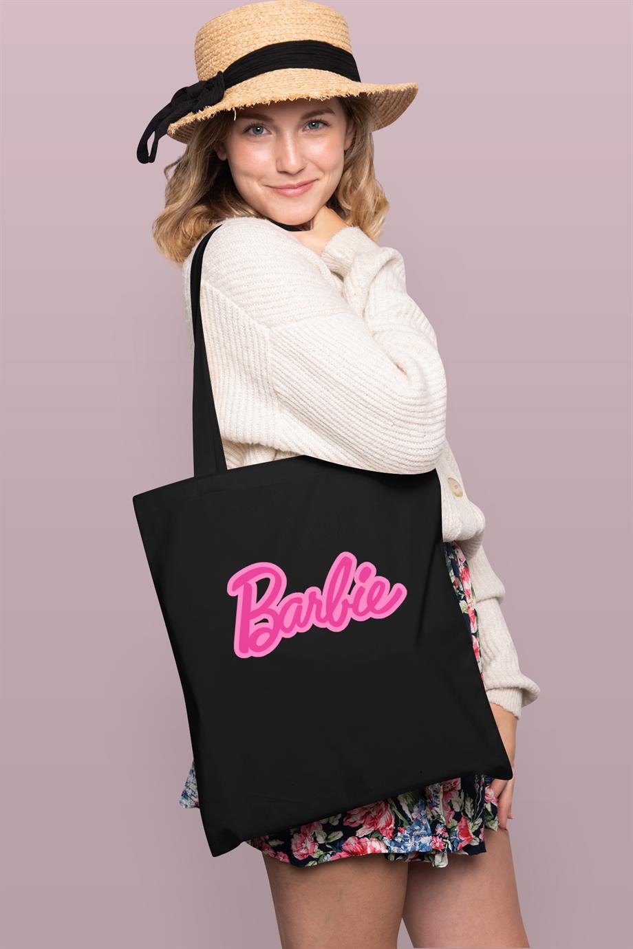 BRZ Collection Barbie Baskılı Tote Bag Gabardin Çanta