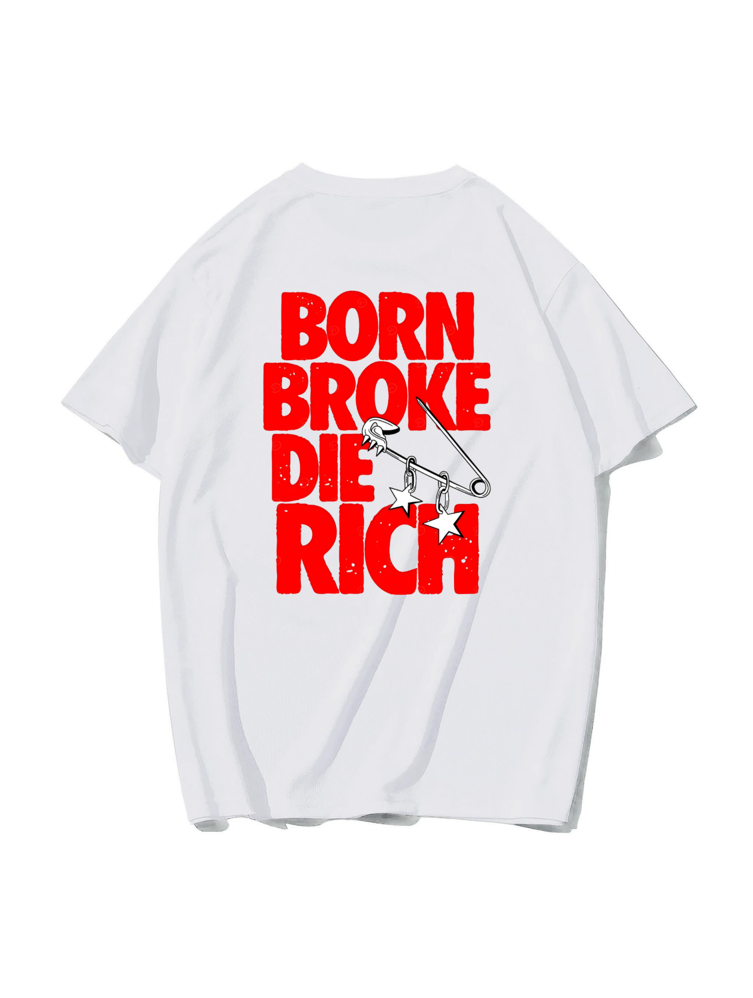 BRZ Collection Born Broke Die Rich Baskılı Oversize Unisex Siyah T-Shirt