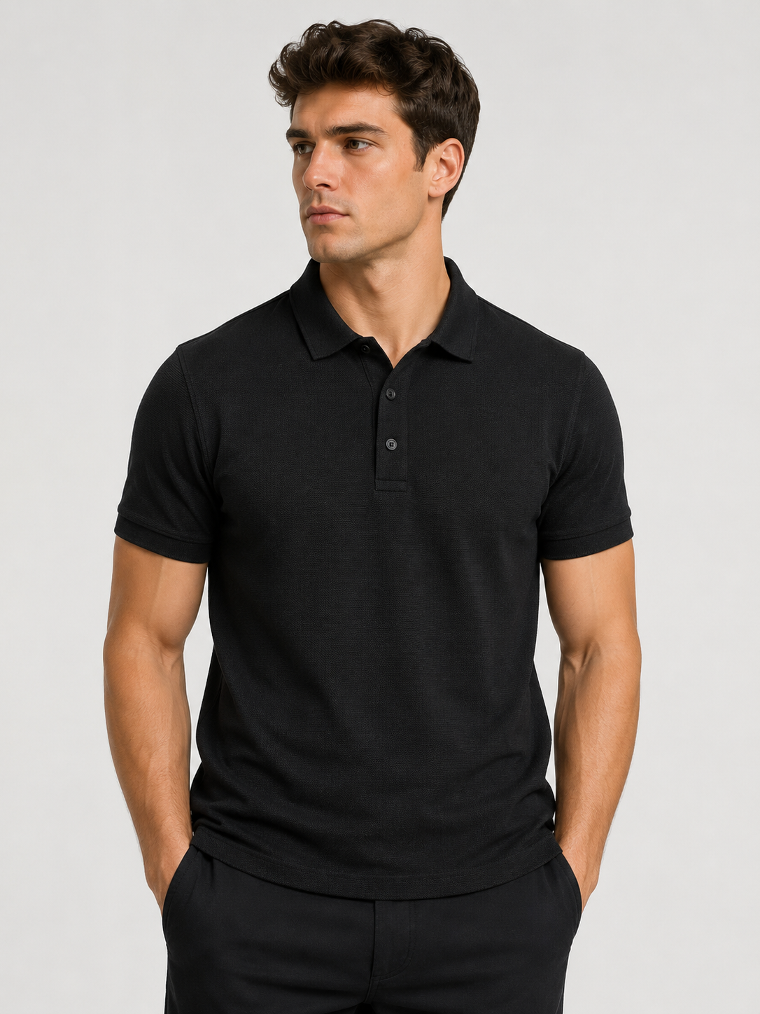 BRZ Collection Erkek Polo Yaka T-shirt Siyah