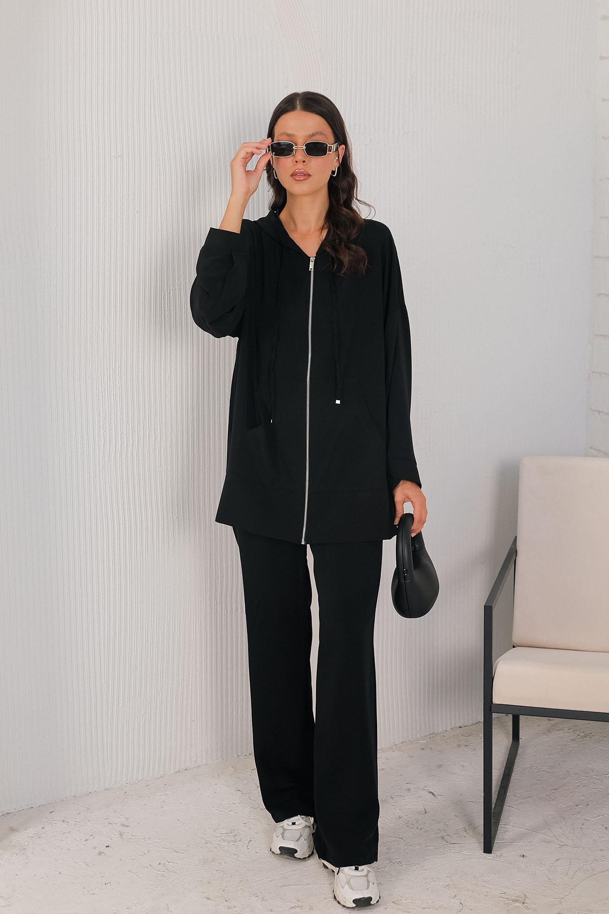 BRZ Collection Fermuarlı Takım Siyah