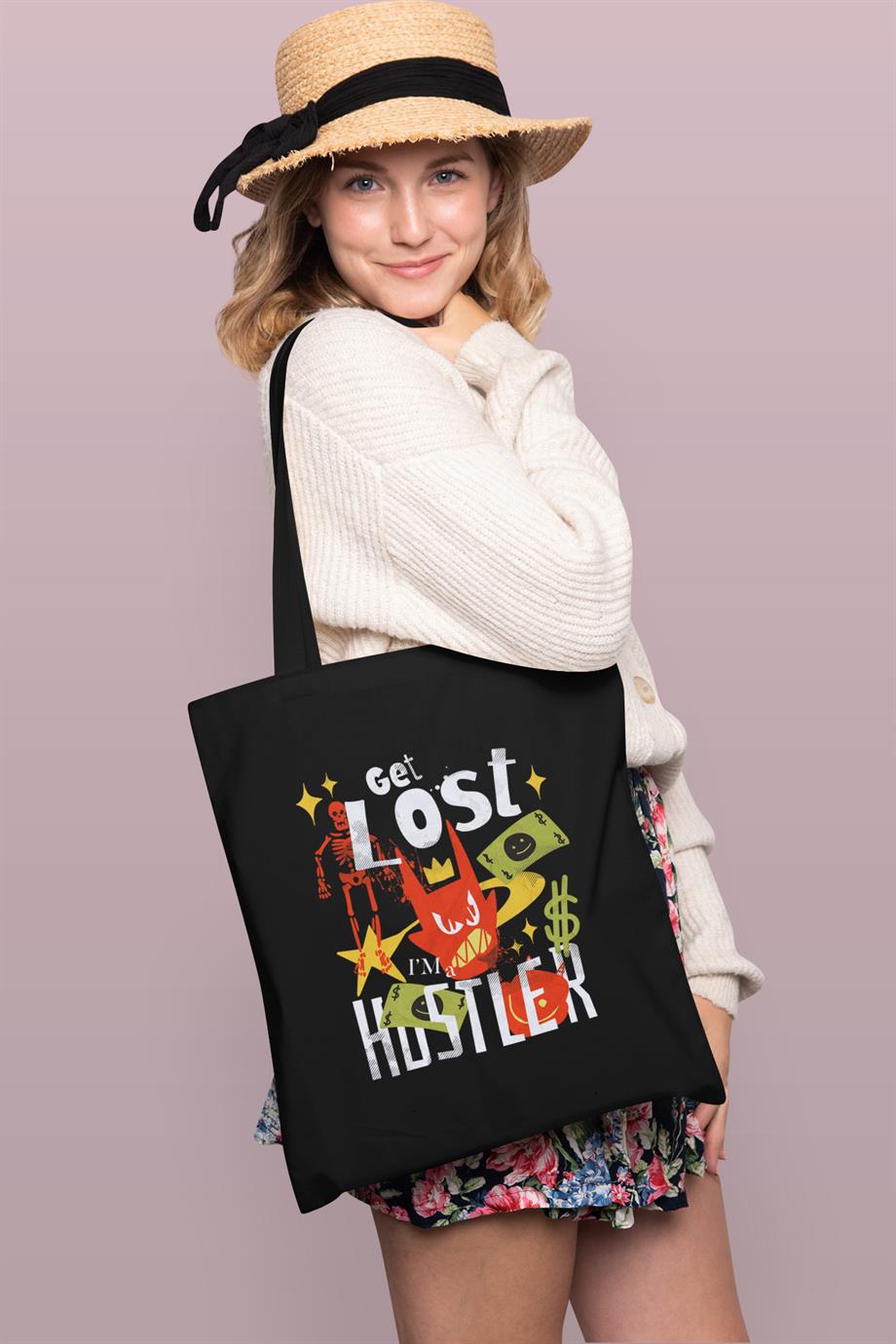 BRZ Collection Get Lost Baskılı Tote Bag Gabardin Çanta