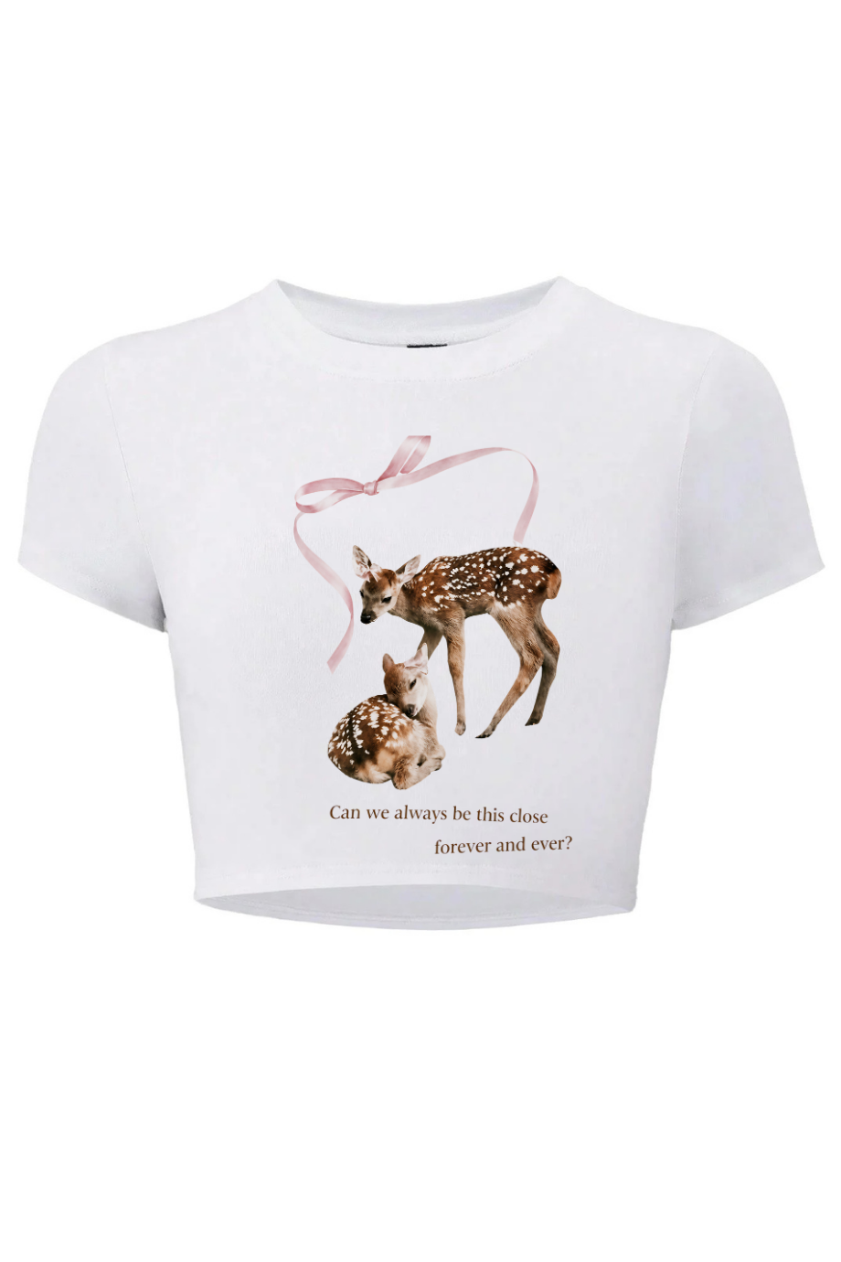 BRZ Collection Kadın Can We Always Be This Close Forever Crop T-shirt (BEYAZ)