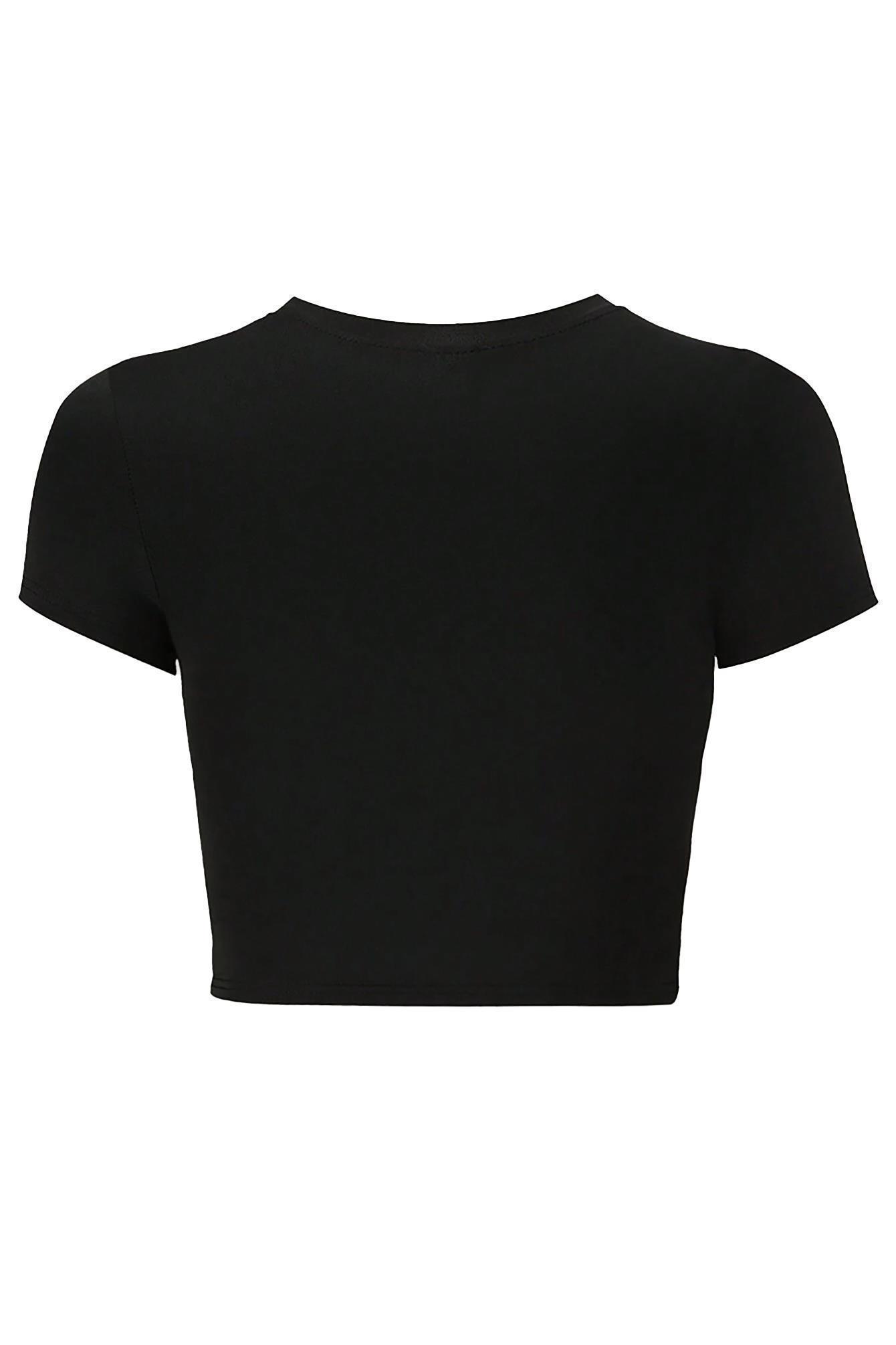 BRZ Collection Kadın Cherries Crop T-shirt Siyah