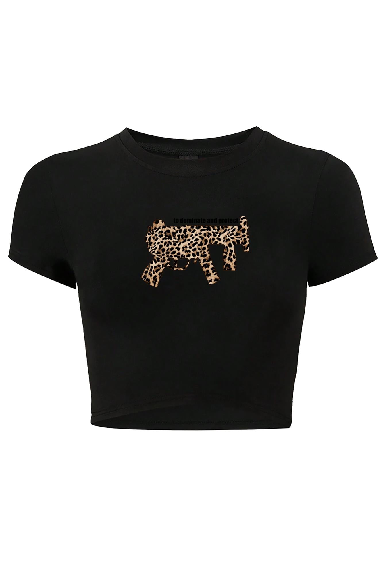 BRZ Collection Kadın to dominate and protect Crop T-shirt Siyah