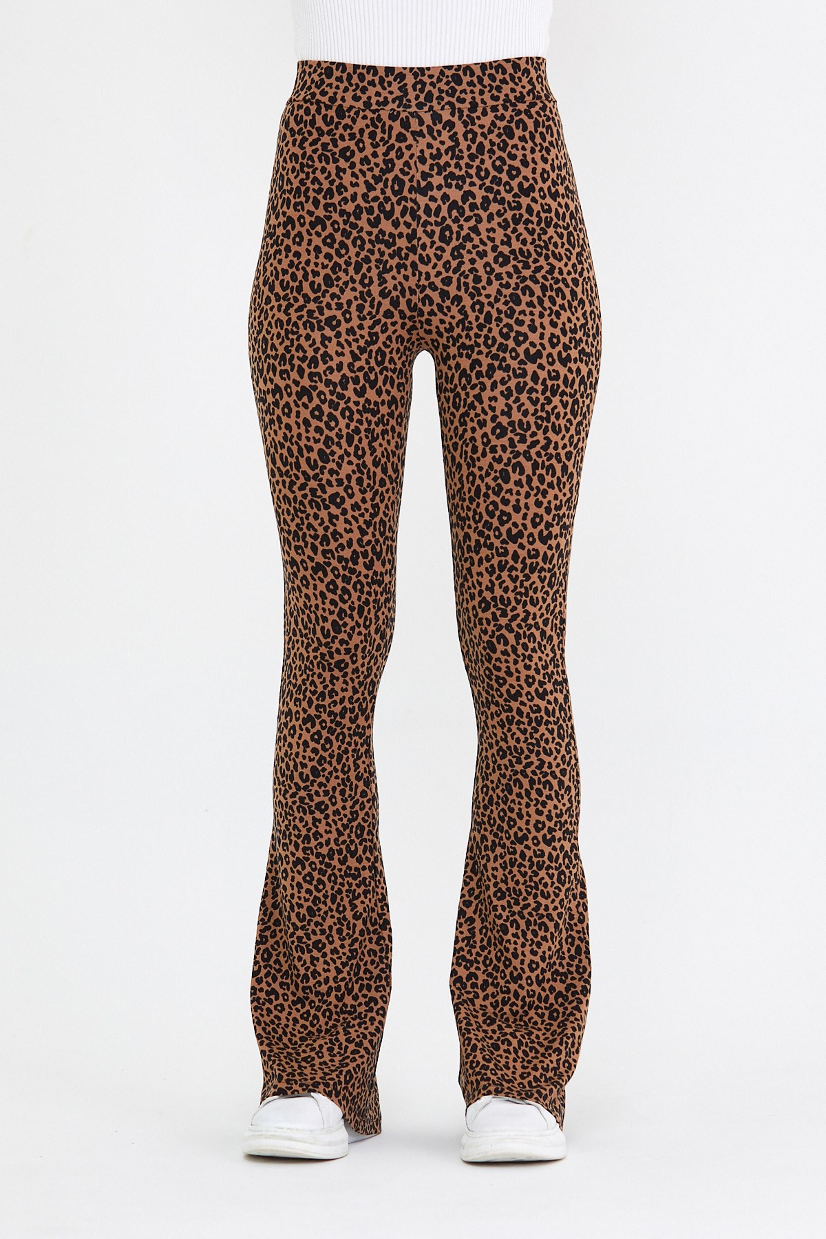 BRZ Collection Leopar Desenli İspanyol Paça Kadın Pantolon
