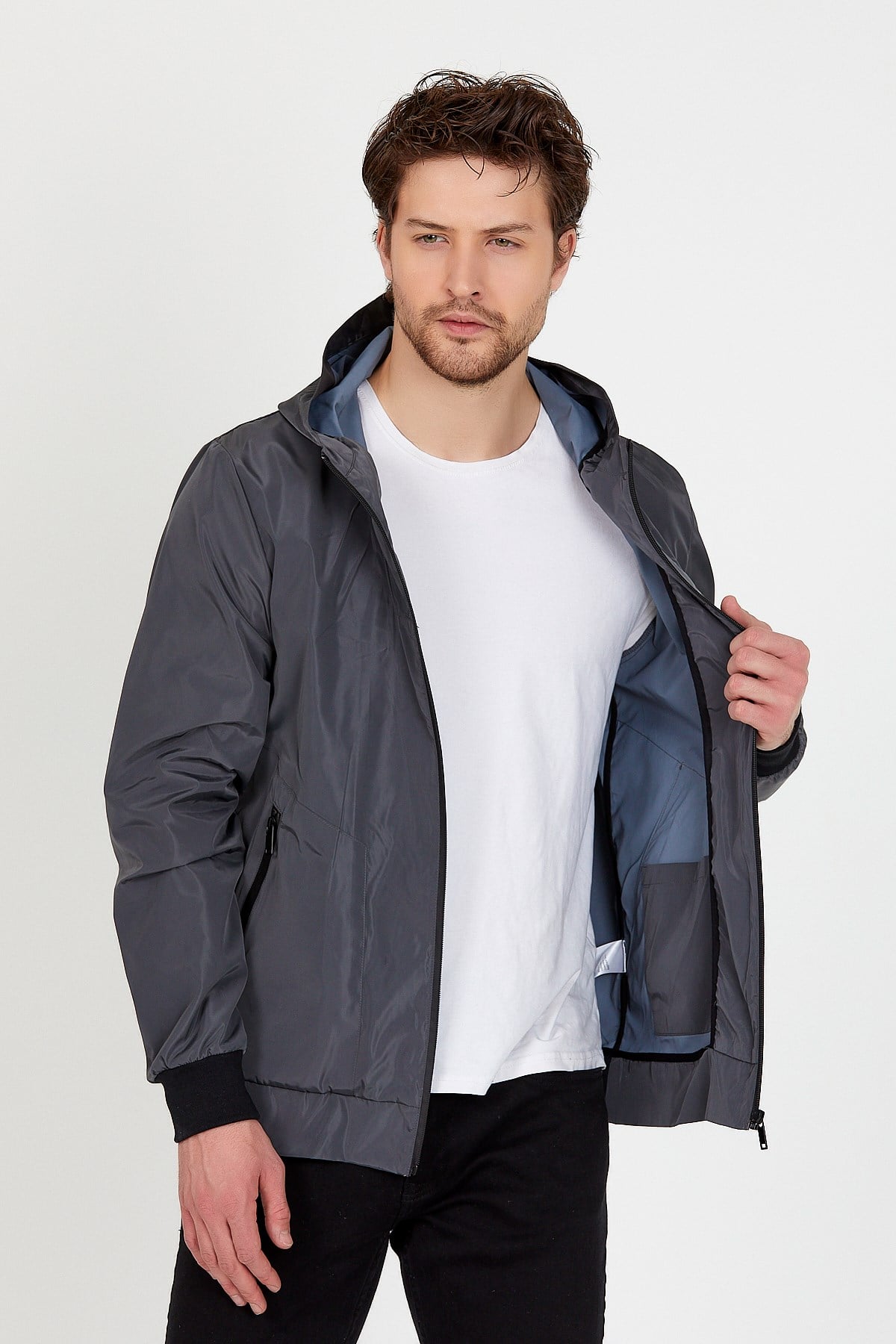 BRZ Collection Özel Kaplamalı Mikro Polyester Erkek Yağmurluk Mont