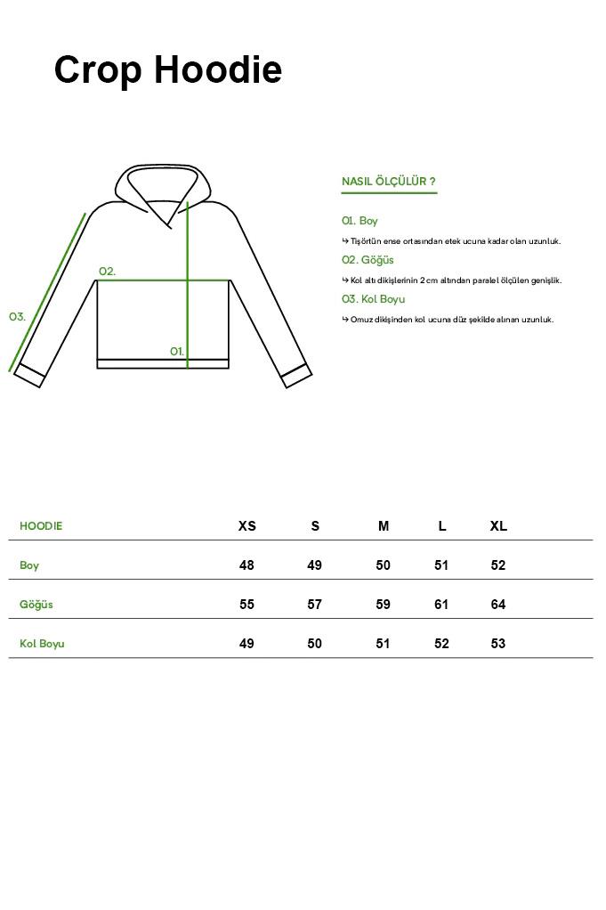 BRZ Collection Relaxed Fit Taş Baskılı Reverse Crop Hoodie Siyah