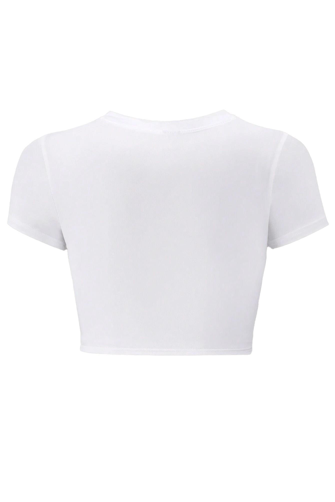 BRZ Collection Kadın Kurdele Ceylan Crop T-shirt Beyaz