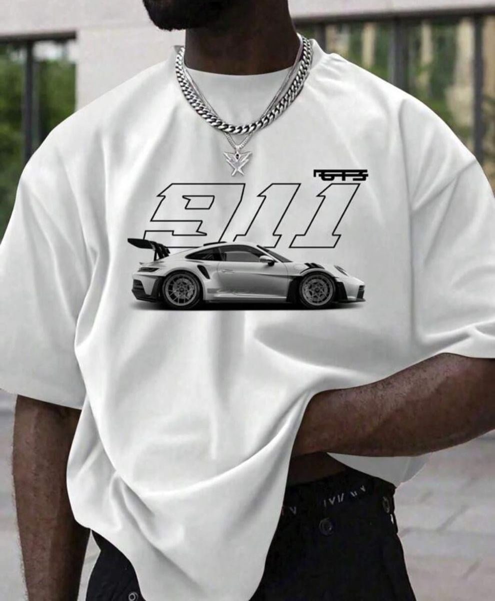 BRZ Collection Unisex Oversize 911 T-shirt (BEYAZ)