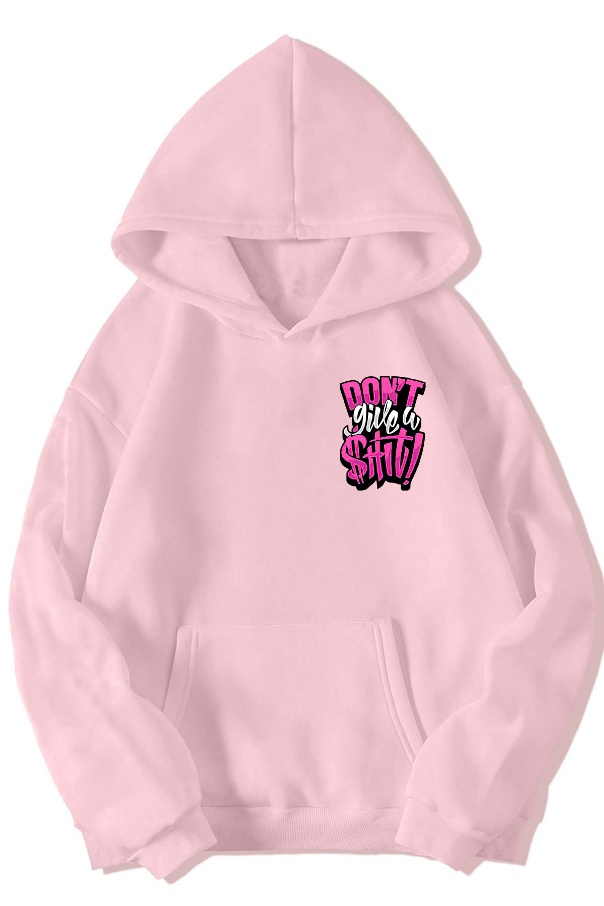 BRZ Collection Unisex Oversize (AÇIK PEMBE) Dont Give A Shit Hoodie (AÇIK PEMBE)