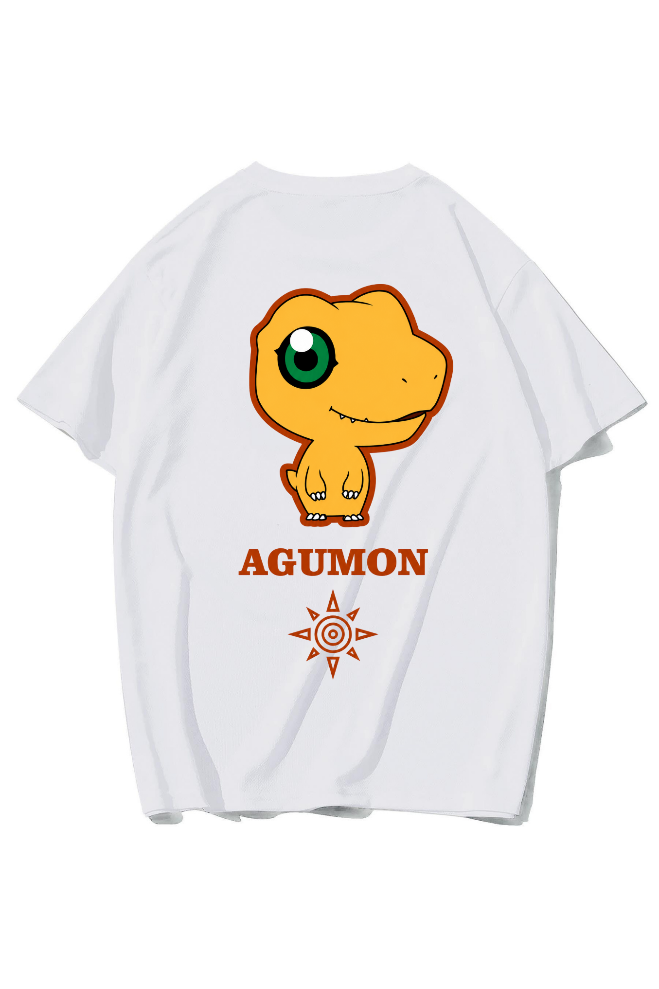 BRZ Collection Unisex Oversize Agumon T-shirt (BEYAZ)