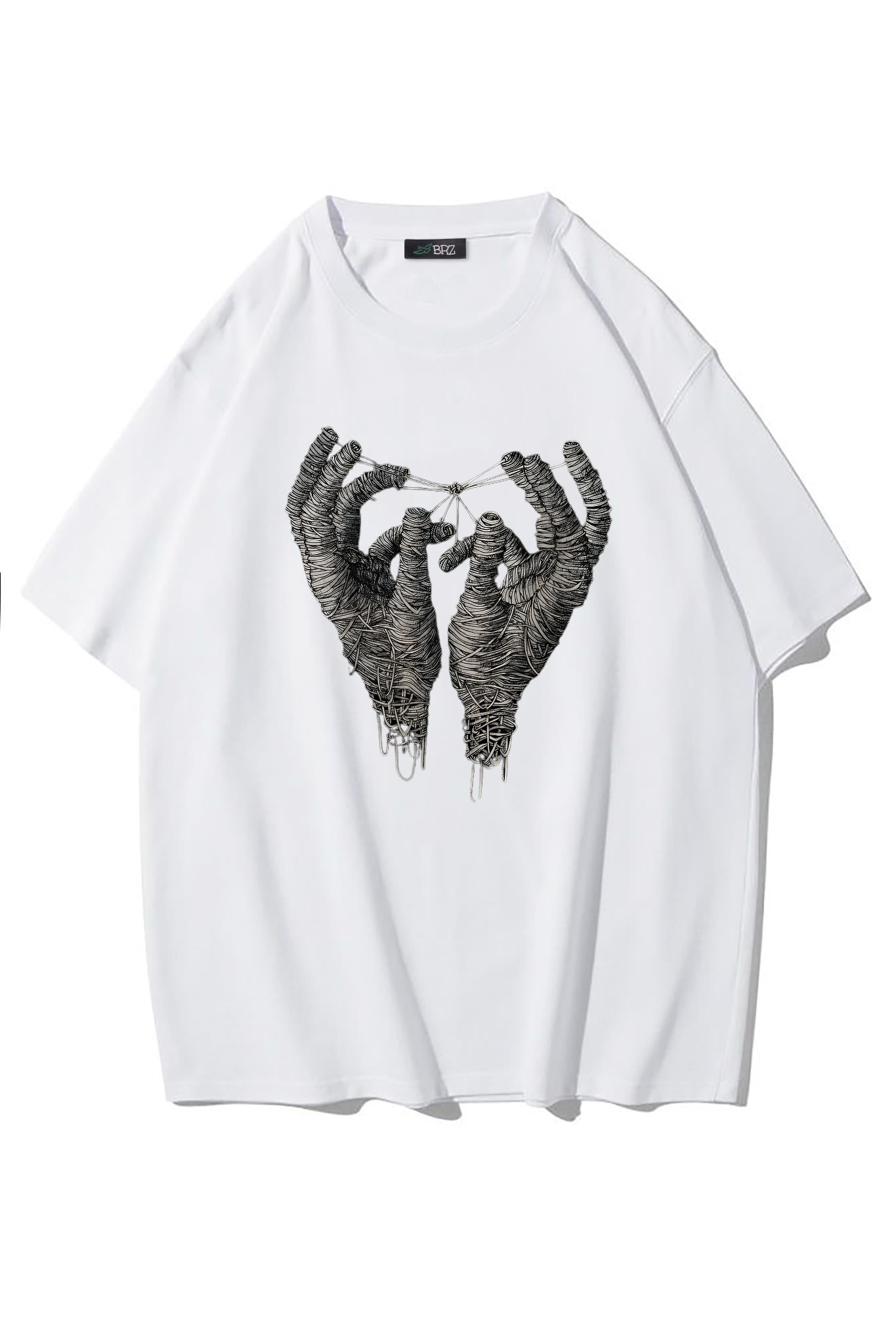 BRZ Collection Unisex Oversize Albin Bousquet Mano Series T-shirt (BEYAZ)
