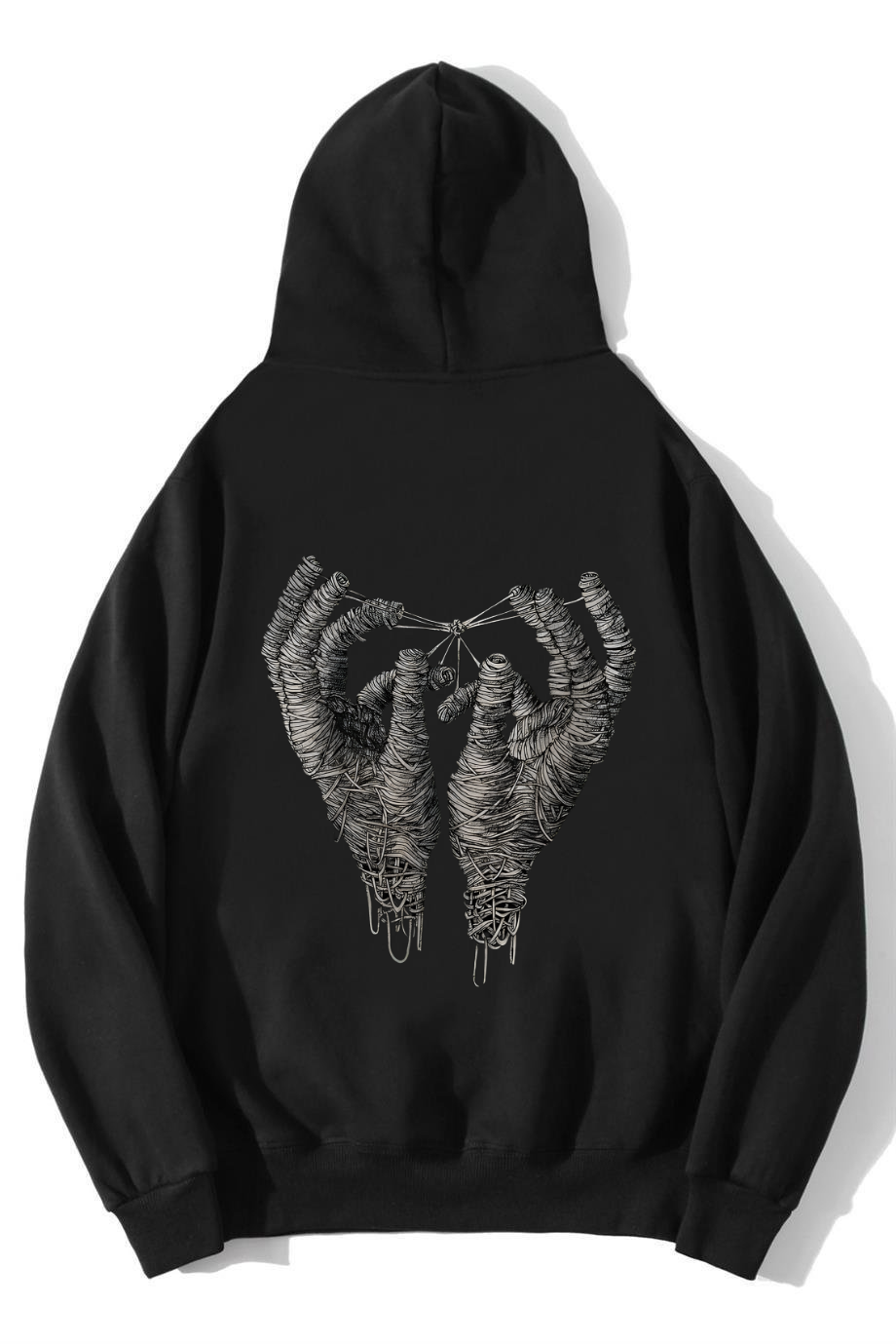 BRZ Collection Unisex Oversize Albin Bousquet Mano Series Hoodie Siyah