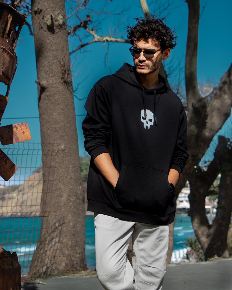 BRZ Collection Unisex Oversize Angry Skull Hoodie