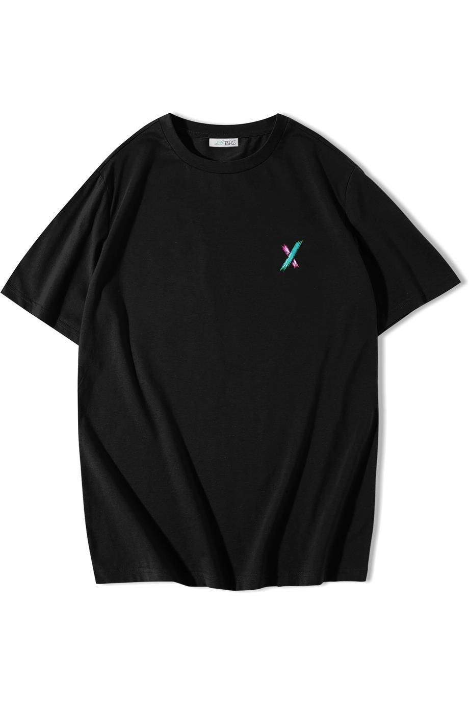 BRZ Collection Unisex Oversize Arka Baskılı Electric X Logo T-shirt